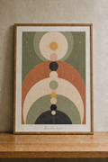 Abstract celestial art in wooden frame