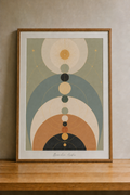 Abstract celestial art on wooden table