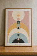 Abstract celestial print on wooden table