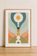 Abstract geometric art on neutral backdrop