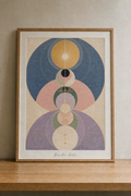 Abstract geometric art on wooden table