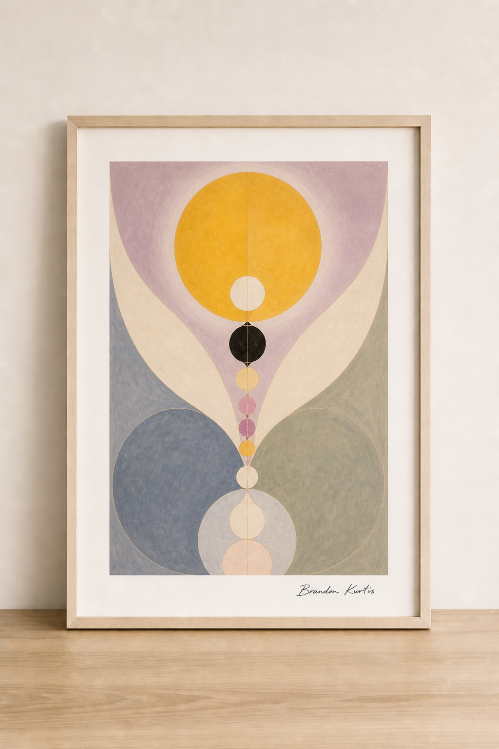 Abstract geometric art on wood table