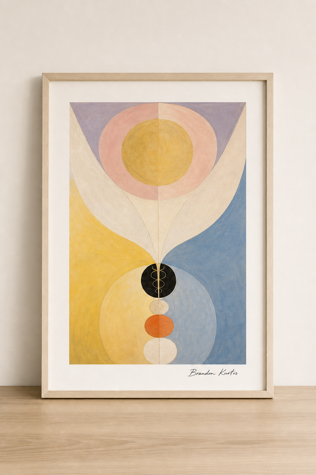 Abstract watercolor in minimalist setting