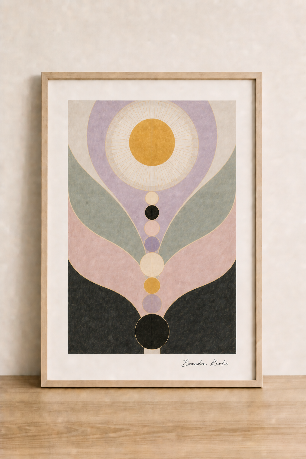Geometric abstract art in soft tones