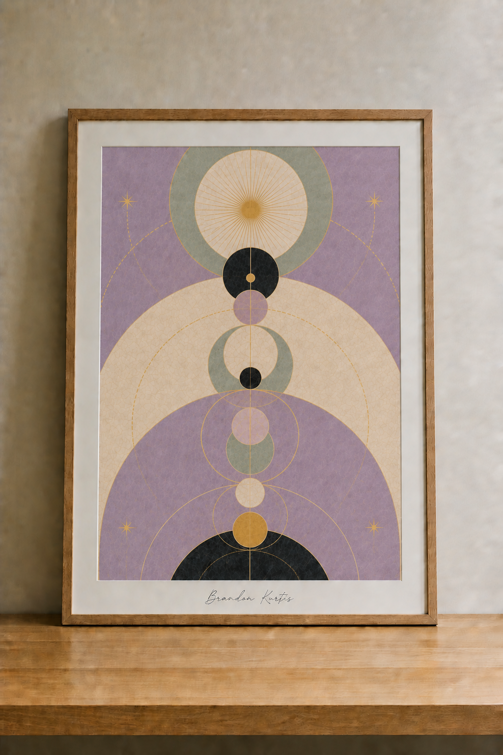 Geometric abstract art in warm tones