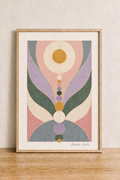 Serene geometric art on wood tabletop